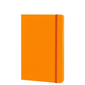 EgotierPro 39567 - A5 Notebook with PU Cover & Elastic Band, 96 Cream Striped Sheets LINED Orange
