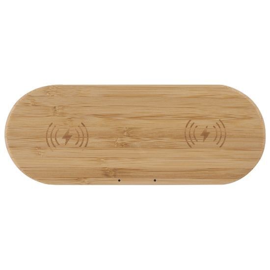 EgotierPro 50535 - Bamboo Wireless Charging Base for Two Devices TWINS