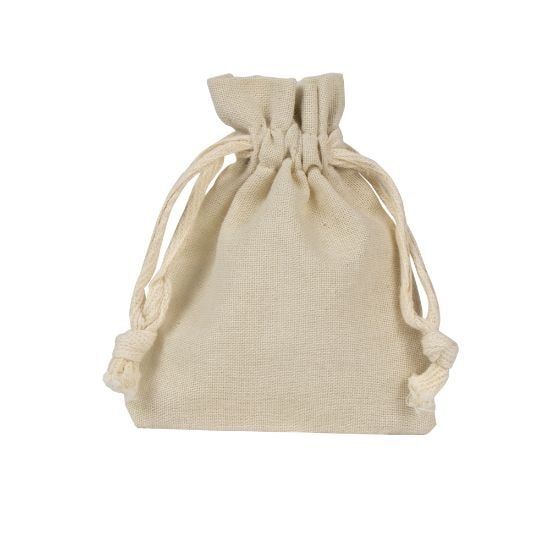 EgotierPro 50630 - Cotton Gift Bag 9x10.5cm with String Closure PULL