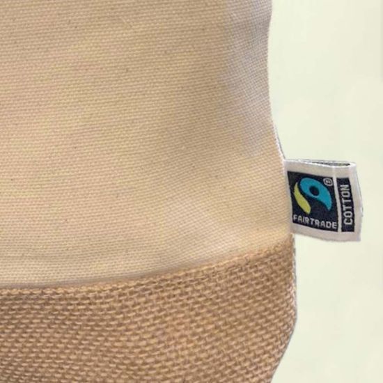 EgotierPro 52011 - Fairtrade Cotton Zip Pouch with Cord Handle VOLCANIC