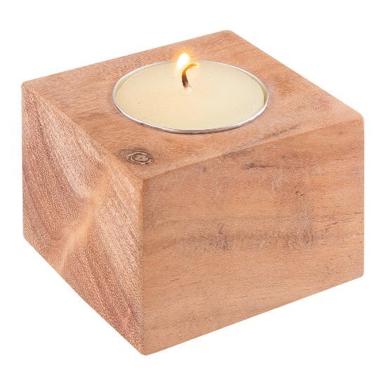 EgotierPro 52551 - Acacia Wood Candle Holder with Candle SAMAY