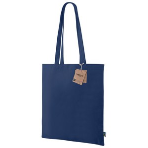 EgotierPro 53530 - Fairtrade Long-Handle Bag, 180 gr/m², Various Colors HARBOUR Blue