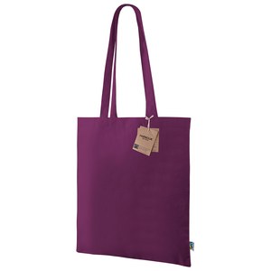 EgotierPro 53530 - Fairtrade Long-Handle Bag, 180 gr/m², Various Colors HARBOUR Morado
