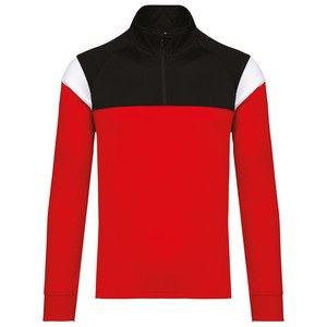 PROACT PA387 - Adult zipped neck training top Sporty Red / Black