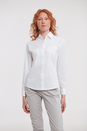 Russell Collection RU936F - Ladies Long Sleeve Pure Cotton Easy Care Poplin Shirt