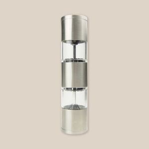 EgotierPro 37090 - Stainless Steel Plastic Dual Spice Holder MILL