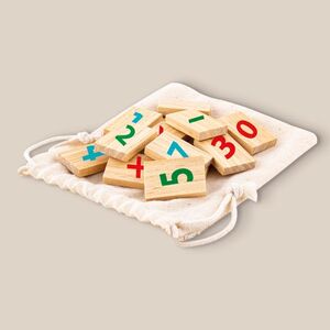 EgotierPro 52031 - Wooden Math Symbols Set with Cotton Bag MART